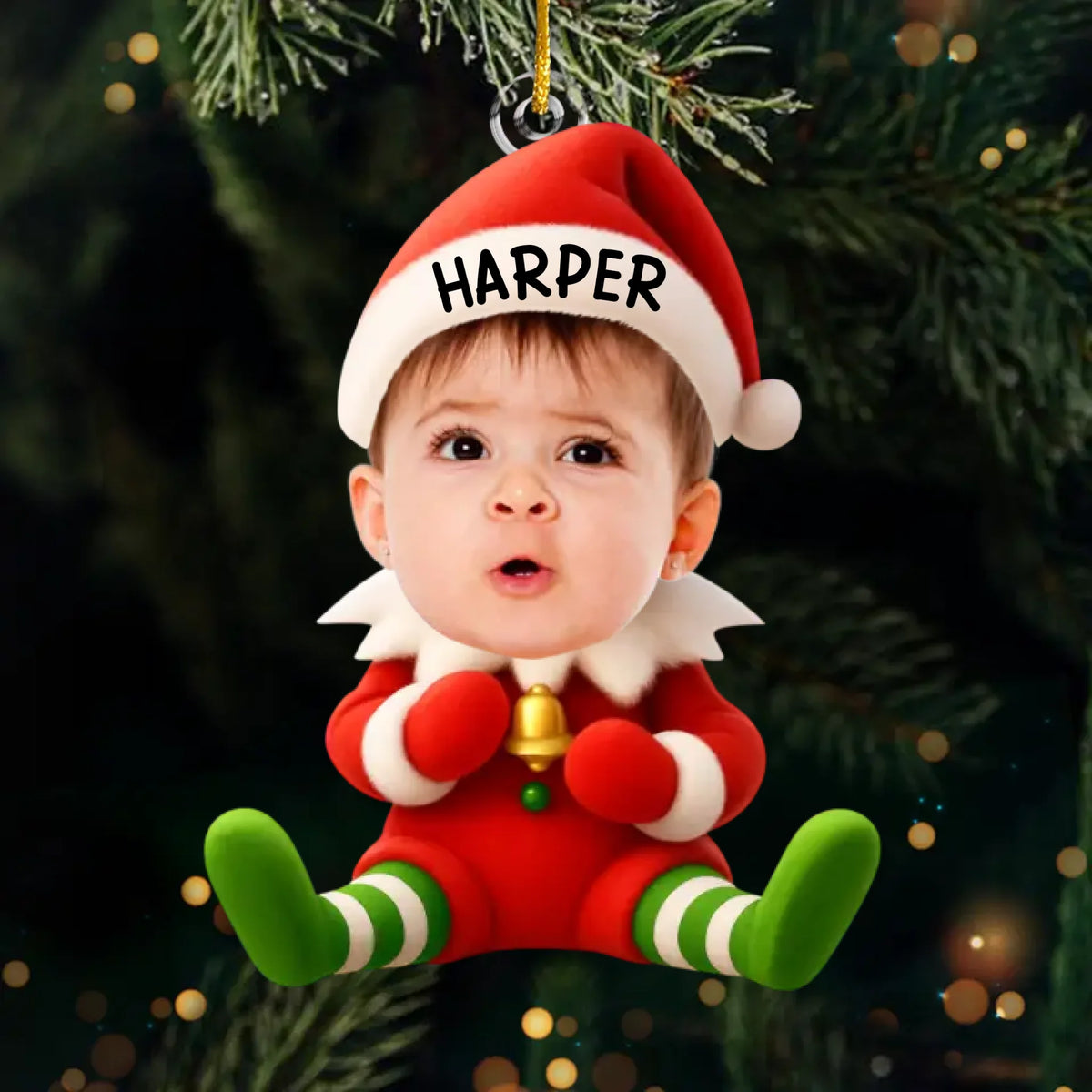 Custom Photo Acrylic Ornament - Personalized Christmas Birthday Gifts For Kids - Christmas Wonder In Tiny Hands