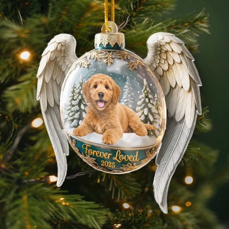 Custom Photo Acrylic Ornament - Personalized Pet Christmas Memorial Sympathy Gifts For Dogs, Cats - Forever Cherished In Paw Prints