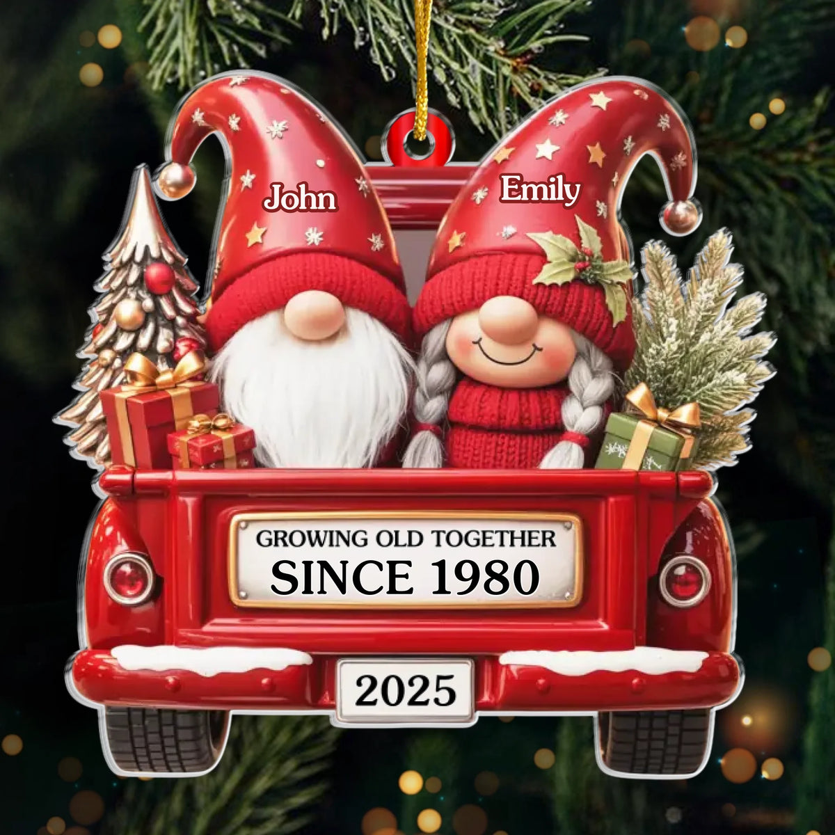 Custom Acrylic Ornament - New Arrival, Personalized Anniversary Christmas Wedding Gifts For Husband And Wife, Him And Her - Growing Old, Staying Merry AMZ