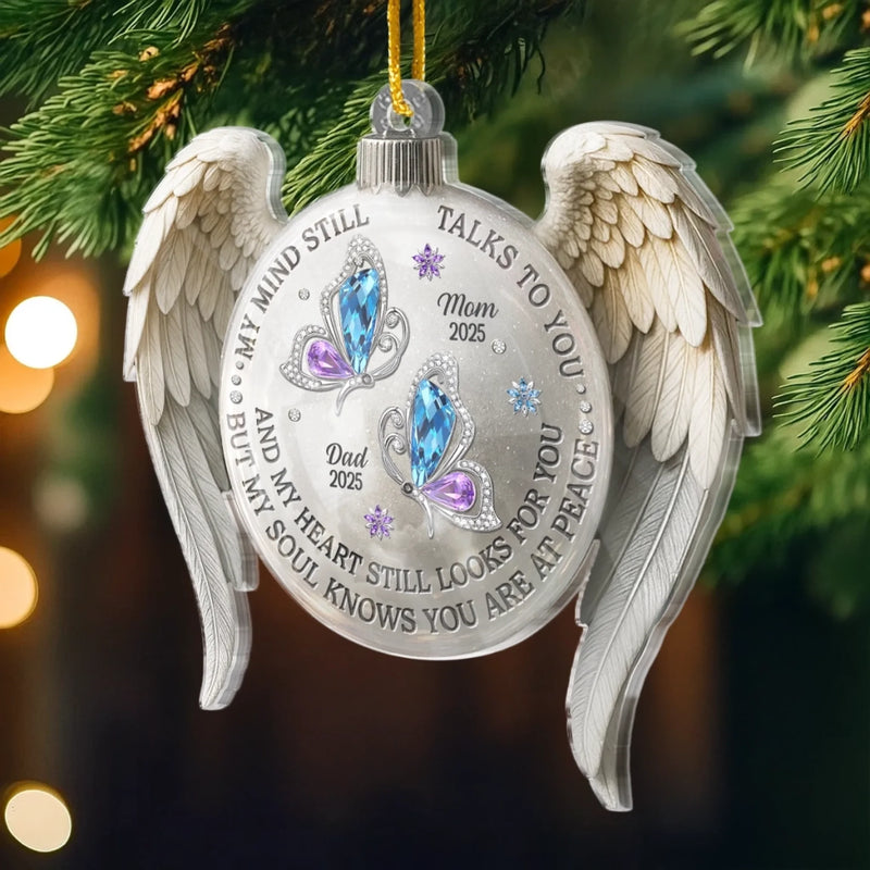 Custom Acrylic Ornament - Personalized Christmas Memorial Sympathy Gifts For Loss Of Mom, Dad - Holding You In Gentle Memory