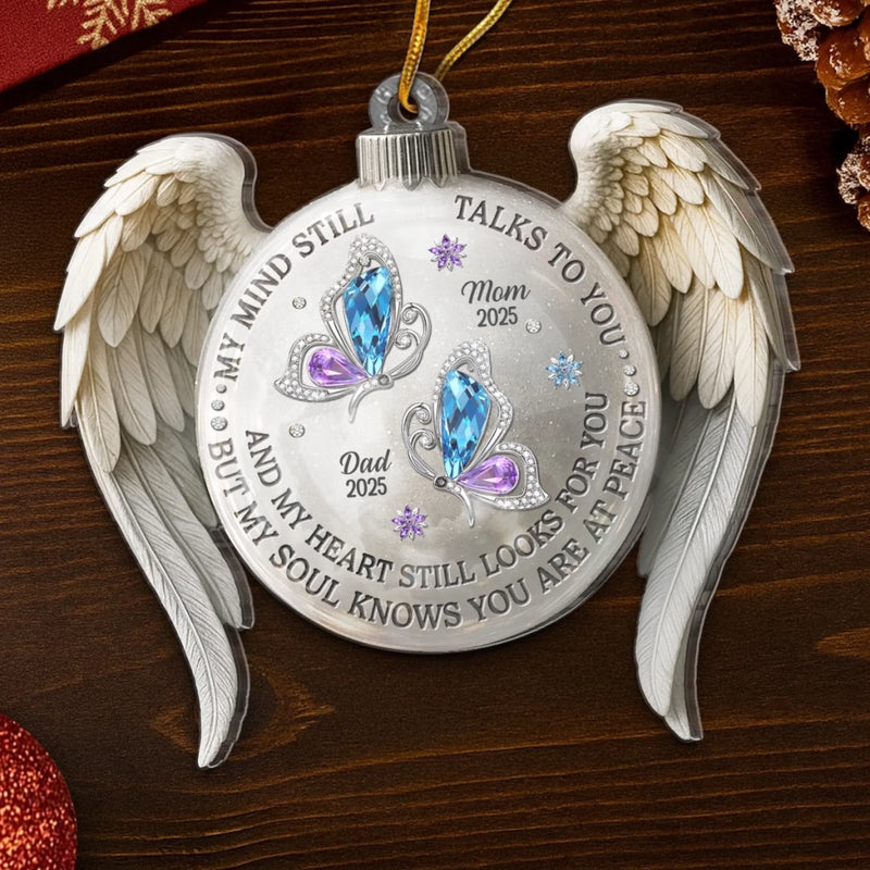 Custom Acrylic Ornament - Personalized Christmas Memorial Sympathy Gifts For Loss Of Mom, Dad - Holding You In Gentle Memory