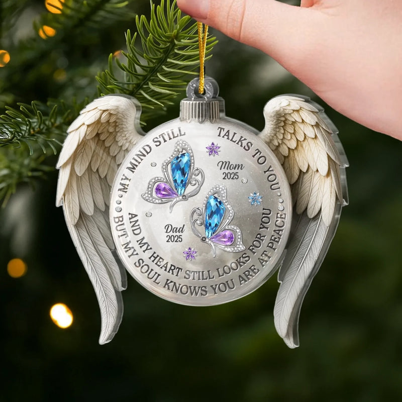 Custom Acrylic Ornament - Personalized Christmas Memorial Sympathy Gifts For Loss Of Mom, Dad - Holding You In Gentle Memory