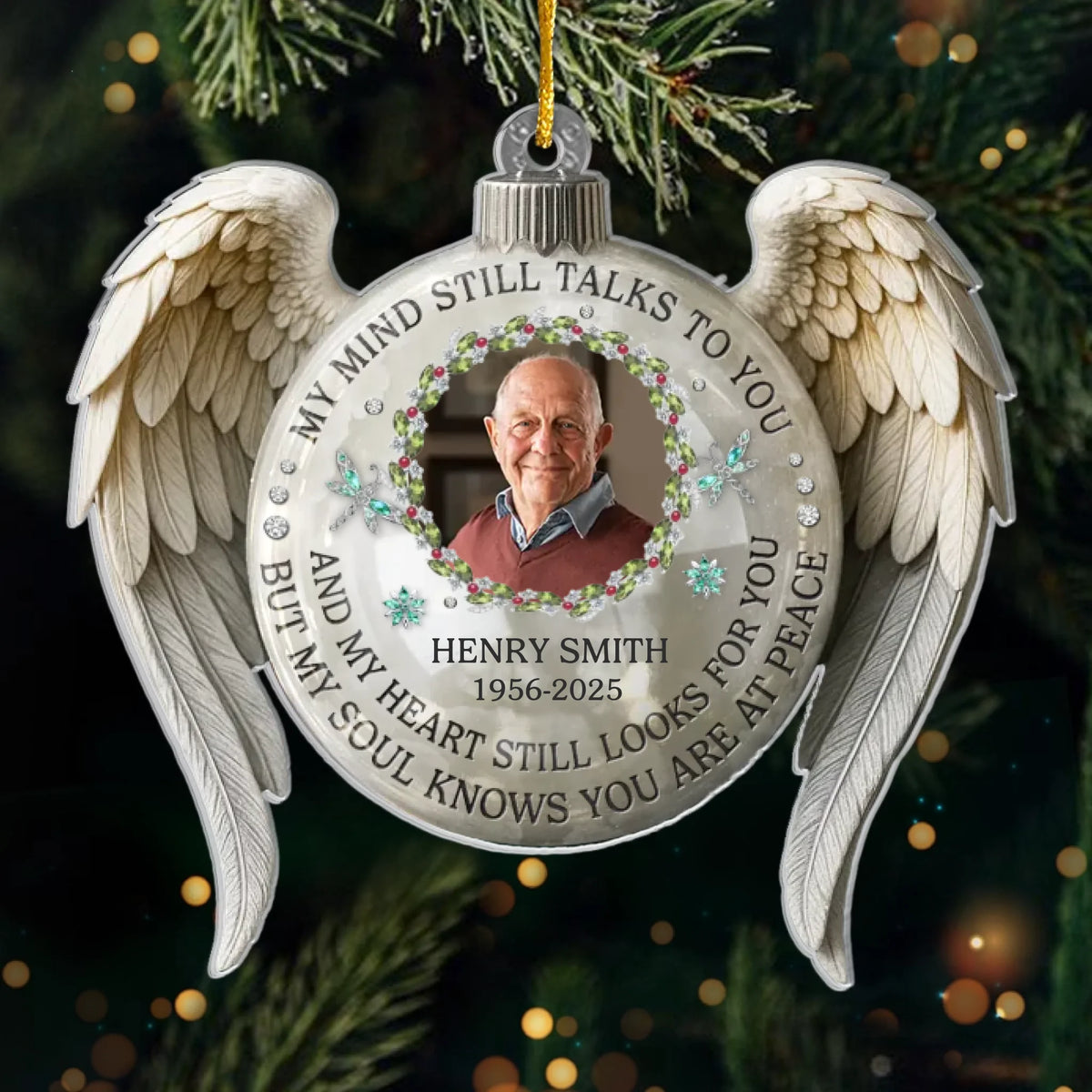 Custom Photo Acrylic Ornament - Personalized Christmas Memorial Sympathy Gifts For Loss Of Mom, Dad - Your Light Stays With Us Always