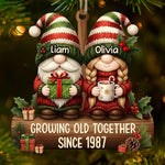 Custom Gnome Wood Ornament - Personalized Anniversary Christmas Wedding Gifts For Husband And Wife, Him And Her - Growing Old Together