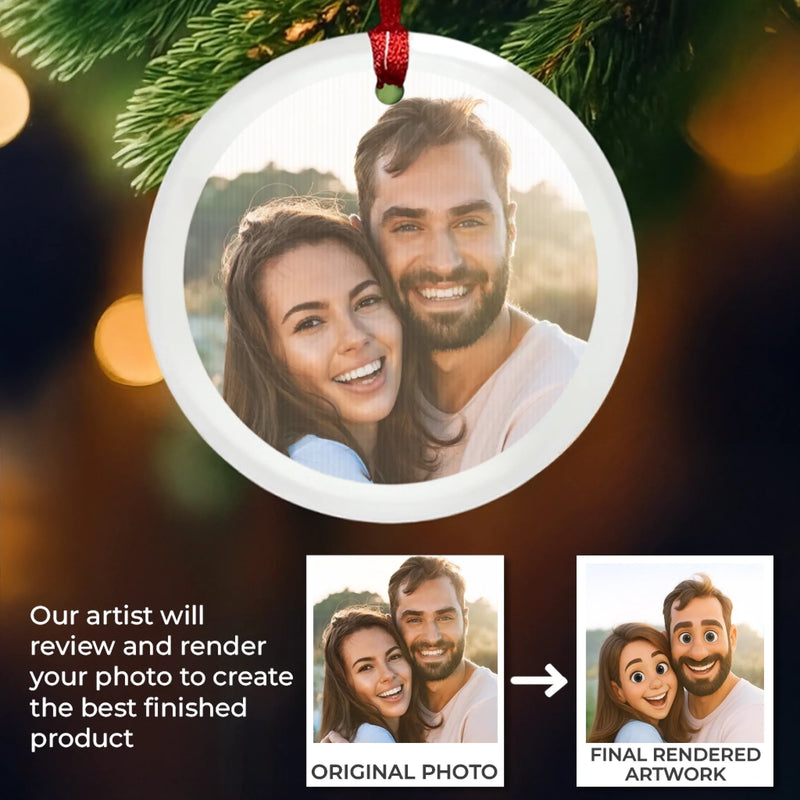 Custom Photo Lenticular Crystal Ornament - Personalized Anniversary Christmas Wedding Gifts For Husband And Wife, Him And Her - Wrapped In You