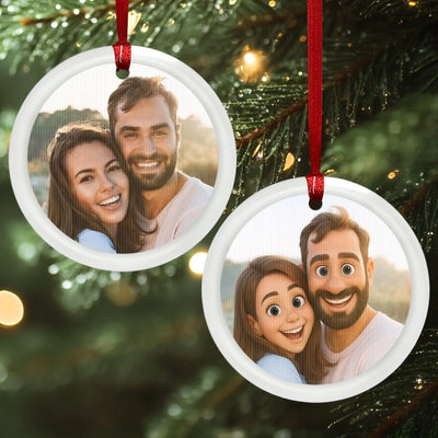 Custom Photo Lenticular Crystal Ornament - Personalized Anniversary Christmas Wedding Gifts For Husband And Wife, Him And Her - Wrapped In You