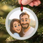 Custom Photo Christmas Gifts for Couples - Personalized Lenticular Glass Ornament