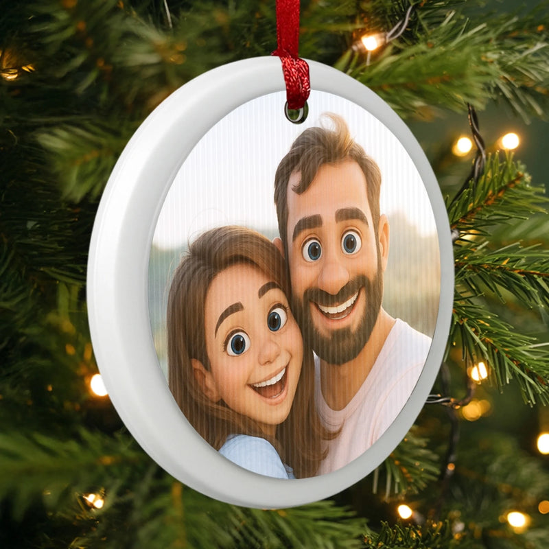 Custom Photo Lenticular Crystal Ornament - Personalized Anniversary Christmas Wedding Gifts For Husband And Wife, Him And Her - Wrapped In You