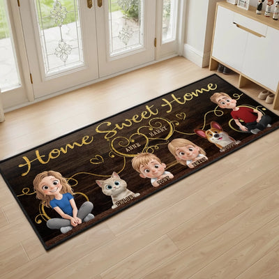 Custom Runner Rug - Personalized Birthday Gifts For Family, Dog Cat Lovers - Love Begins At The Front Door