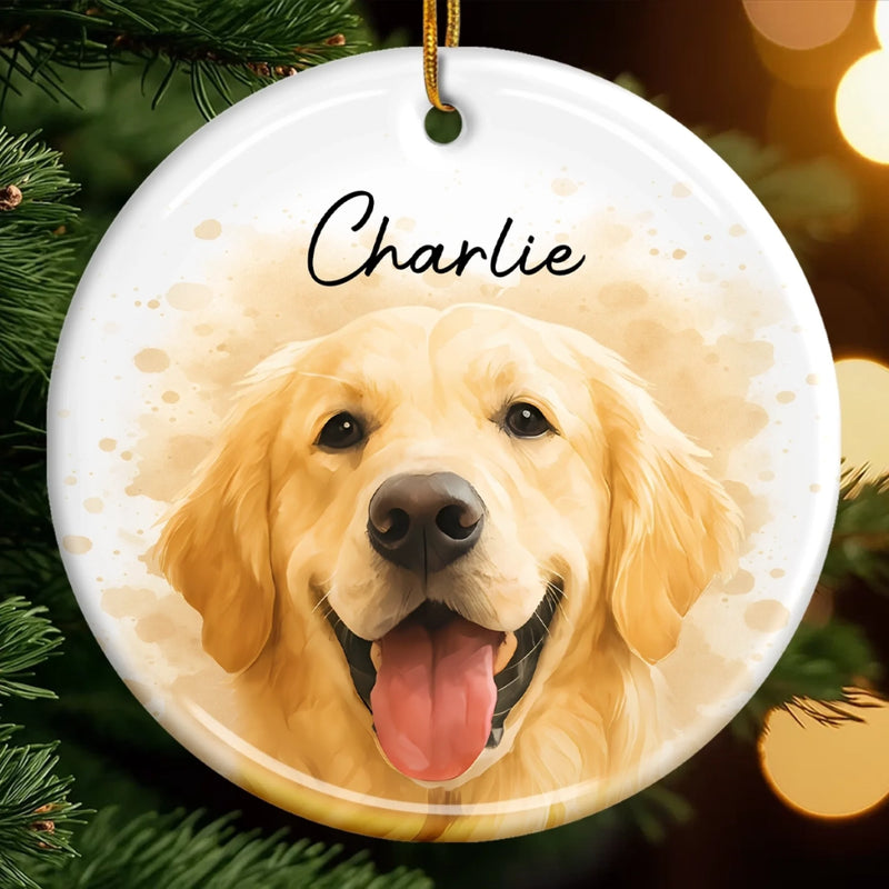 Custom Photo Ceramic Ornament - Personalized Christmas Birthday Gifts For Dog Cat Lovers, Dog Dad And Mom, Cat Owners - Life Feels Better Furry