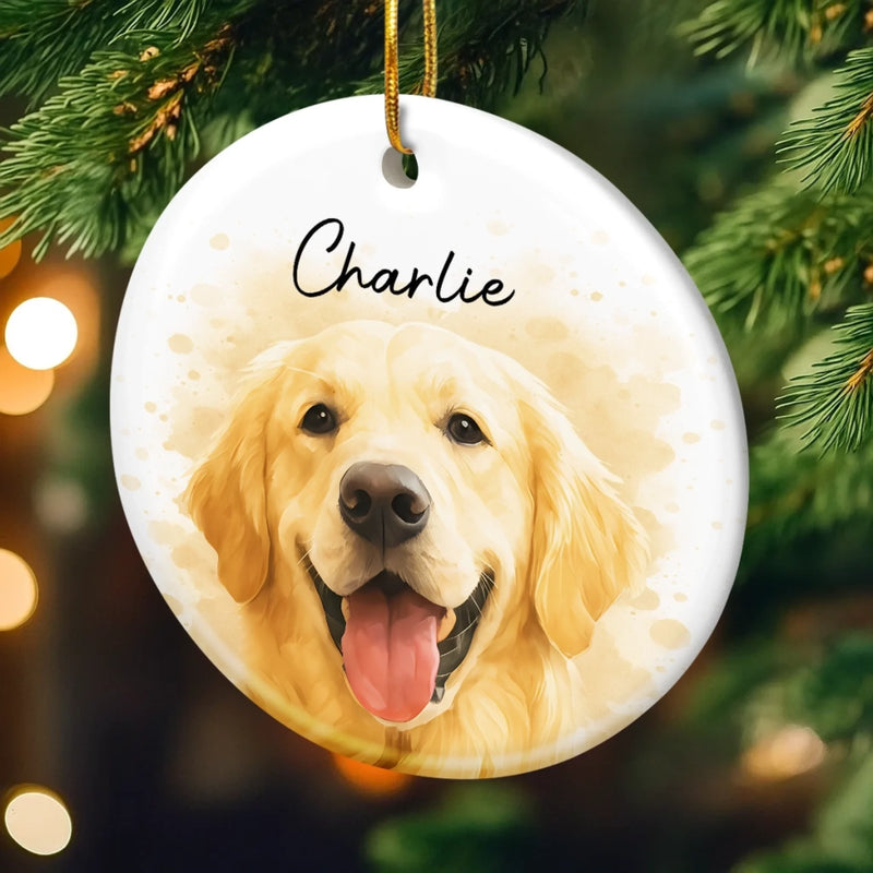 Custom Photo Ceramic Ornament - Personalized Christmas Birthday Gifts For Dog Cat Lovers, Dog Dad And Mom, Cat Owners - Life Feels Better Furry