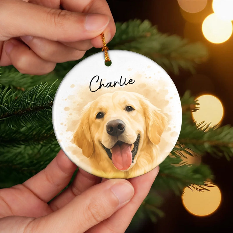 Custom Photo Ceramic Ornament - Personalized Christmas Birthday Gifts For Dog Cat Lovers, Dog Dad And Mom, Cat Owners - Life Feels Better Furry