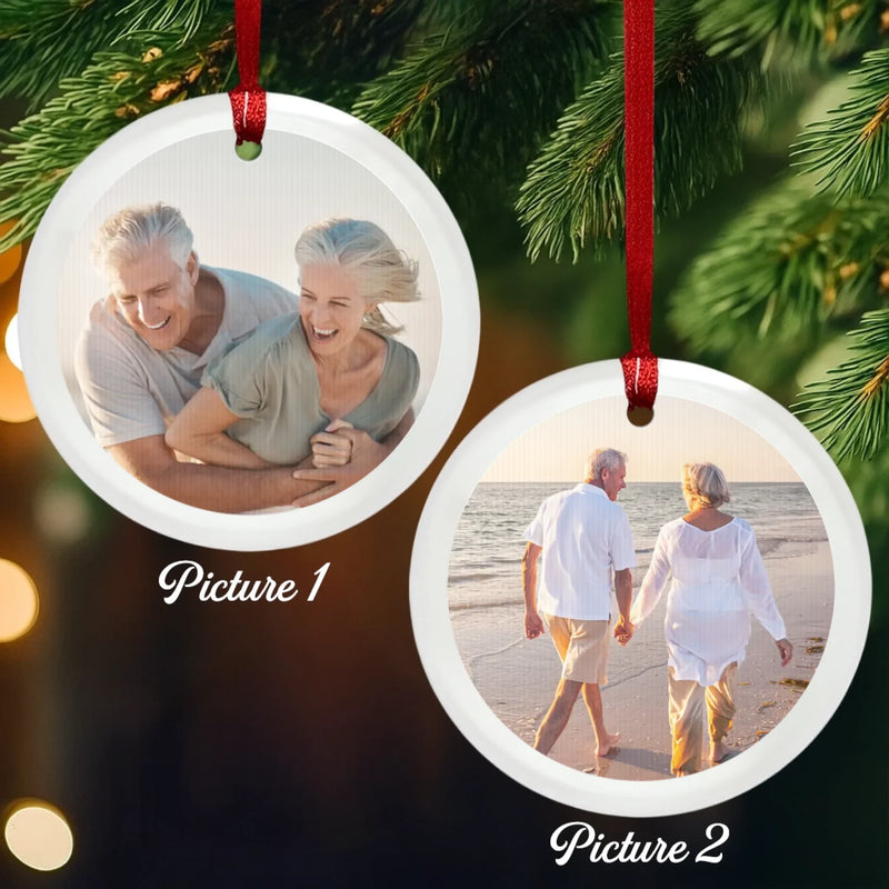 Custom Photo Lenticular Crystal Ornament - Personalized Anniversary Christmas Wedding Gifts For Husband And Wife, Him And Her - Merry & Mine