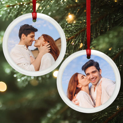 Custom Photo Lenticular Crystal Ornament - Personalized Anniversary Christmas Wedding Gifts For Husband And Wife, Him And Her - Merry & Mine