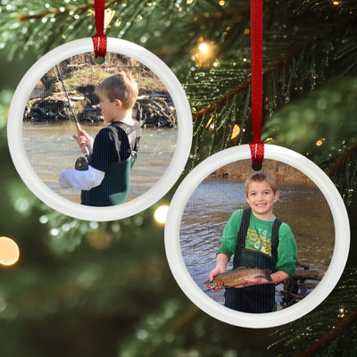 Custom Photo Lenticular Crystal Ornament - Personalized Christmas Birthday Fishing Gifts For Fisherman - Casting Joy Into Cold Waters