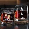 Custom Whiskey Glass - Personalized Anniversary Christmas Wedding Gifts For Husband And Wife, Him And Her - For Lovers Who Laugh, Flirt And Pour Again