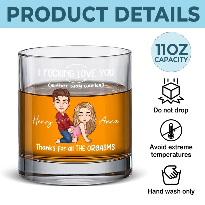 Custom Whiskey Glass - Personalized Anniversary Christmas Wedding Gifts For Husband And Wife, Him And Her - For Lovers Who Laugh, Flirt And Pour Again