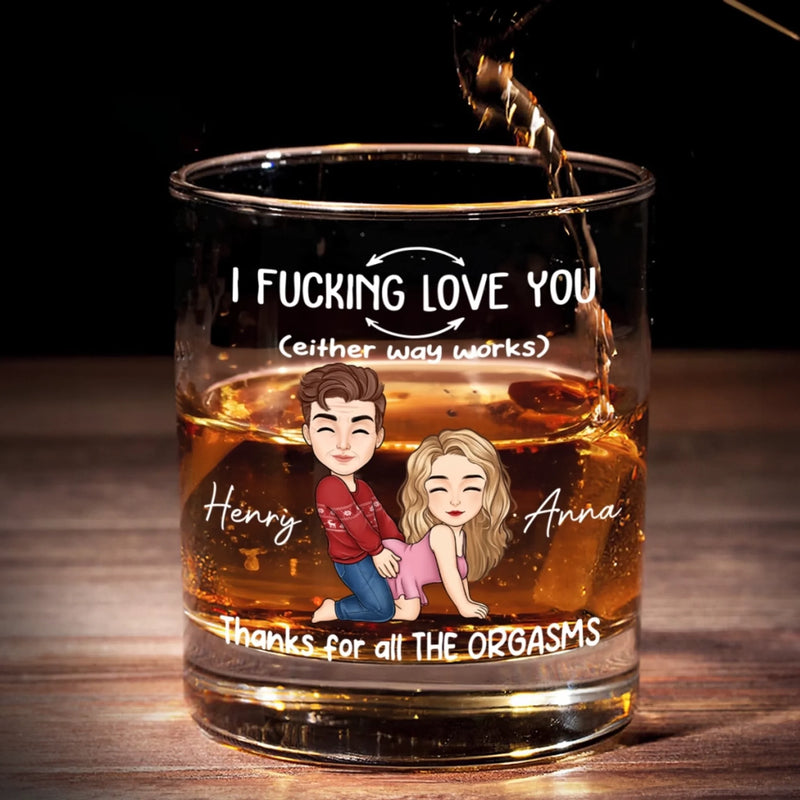 Custom Whiskey Glass - Personalized Anniversary Christmas Wedding Gifts For Husband And Wife, Him And Her - For Lovers Who Laugh, Flirt And Pour Again