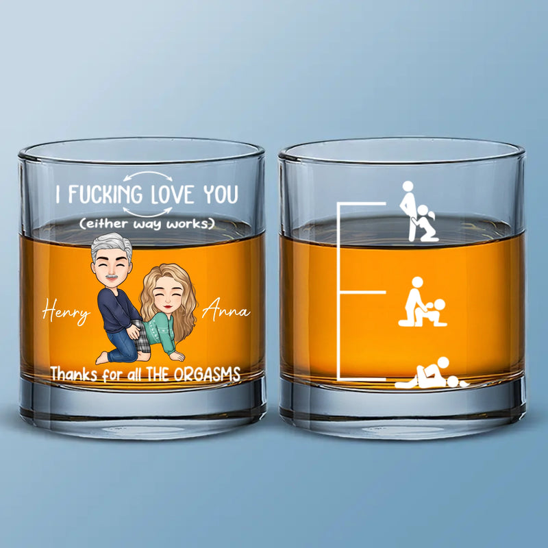 Custom Whiskey Glass - Personalized Anniversary Christmas Wedding Gifts For Husband And Wife, Him And Her - For Lovers Who Laugh, Flirt And Pour Again