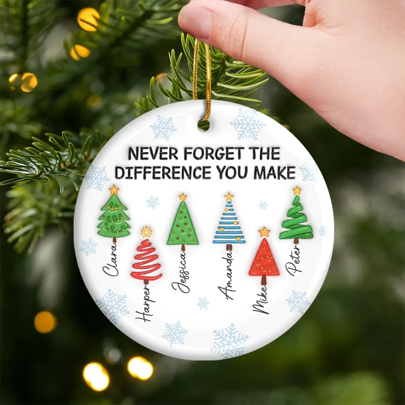 Custom Ceramic Ornament - Personalized Christmas Birthday Gifts For Coworker, Work Bestie - Never Forget The Difference You Make