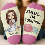 Custom Yarn Crew Socks - Personalized Birthday Gifts For Crochet Knitting Lovers, Crocheters, Knitters - Hooked On Crochet