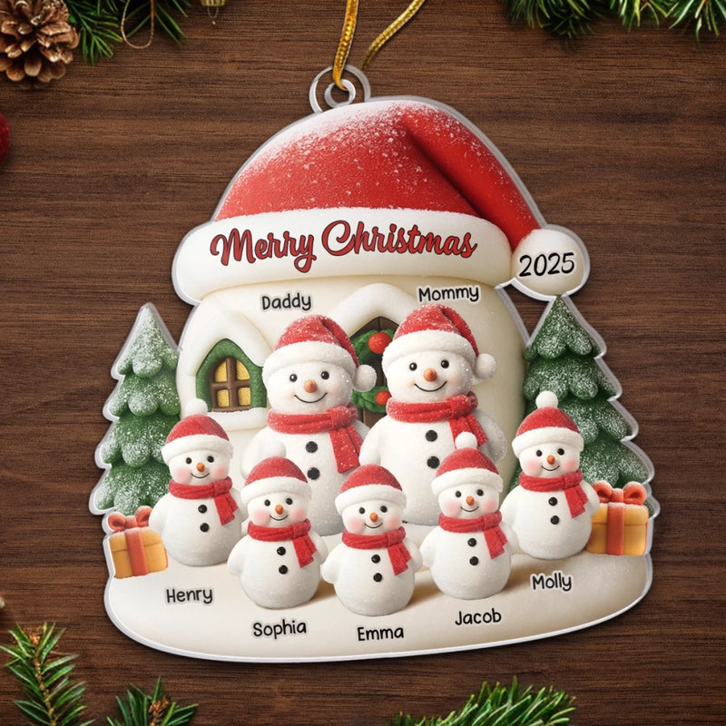Custom Snowman Acrylic Ornament - Personalized Christmas Birthday Gifts For Mom, Dad, Brother, Sister, Kids - Love Grows In Our Circle