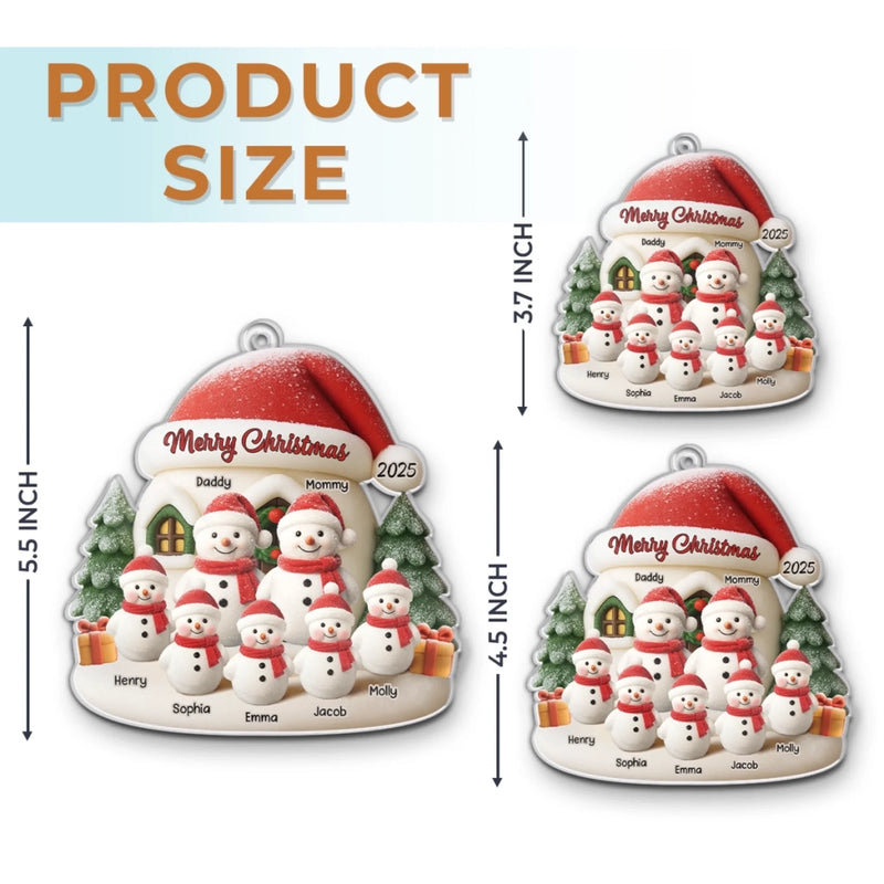 Custom Snowman Acrylic Ornament - Personalized Christmas Birthday Gifts For Mom, Dad, Brother, Sister, Kids - Love Grows In Our Circle