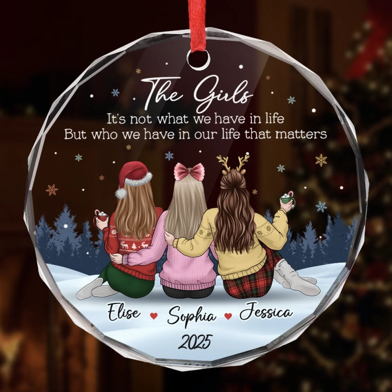 Custom Circle Glass Ornament - Personalized Best Friend Christmas Birthday Gifts For Women, Besties, Sisters, BFF - Friendship Hits Different