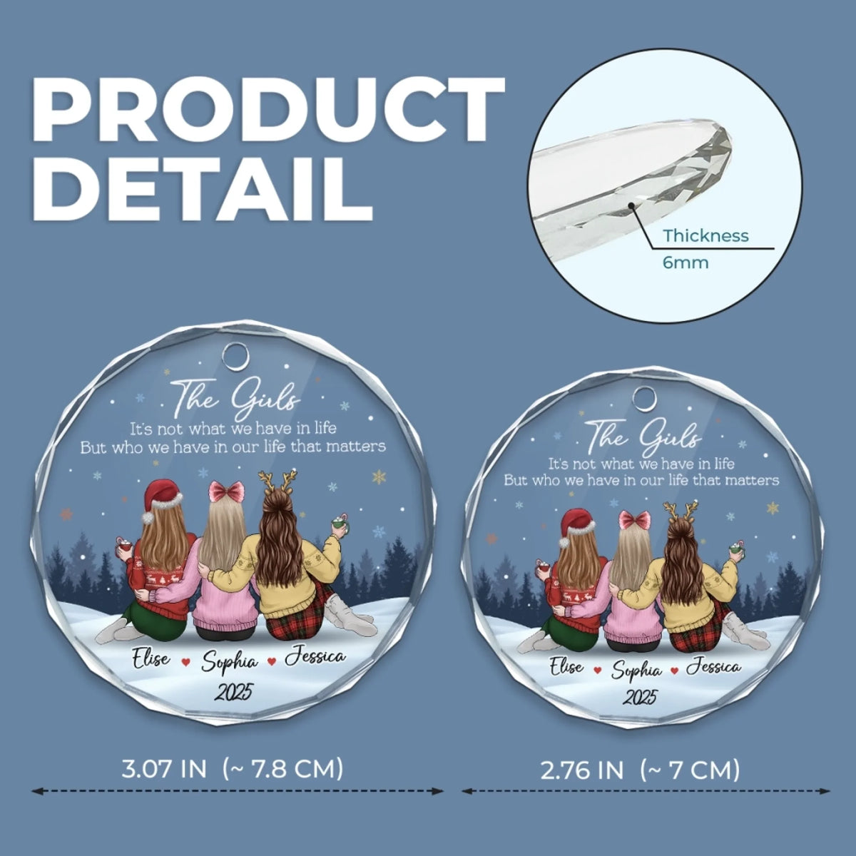 Custom Circle Glass Ornament - Personalized Best Friend Christmas Birthday Gifts For Women, Besties, Sisters, BFF - Friendship Hits Different