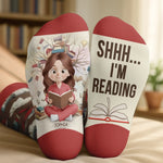 Custom Name Book Lover Gifts - Personalized Middle Tube Socks