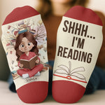 Custom Name Book Lover Gifts - Personalized Middle Tube Socks