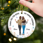 Custom Ceramic Ornament - Personalized Best Friend Christmas Birthday Gifts For Women, Besties, Sisters, BFF - Festive Days With My Besties
