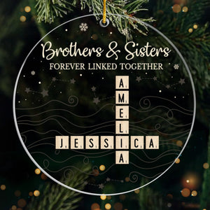 Custom Scrabble Acrylic Ornament - Personalized Christmas Birthday Gifts For Brother, Sister - Growing Side By Side Always