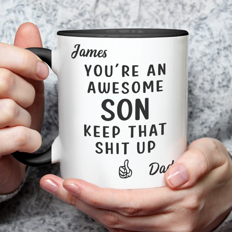 Custom Accent Mug - Personalized Birthday Gifts For Mom, Dad, Daughter, Son - Powered By Your Endless Energy