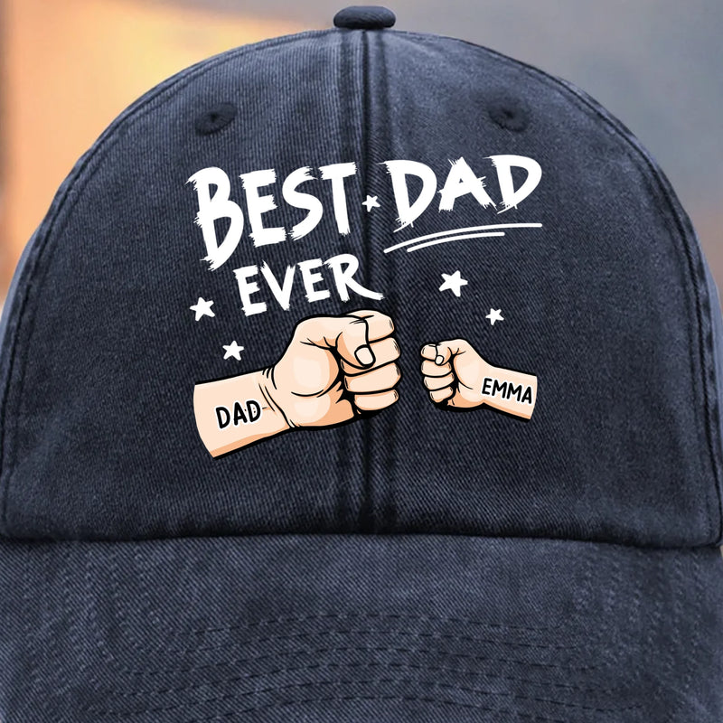 Custom Vintage Washed Denim Baseball Cap - Personalized Christmas Birthday Gifts For Dad, Grandpa - The Crew Calls Him Dad