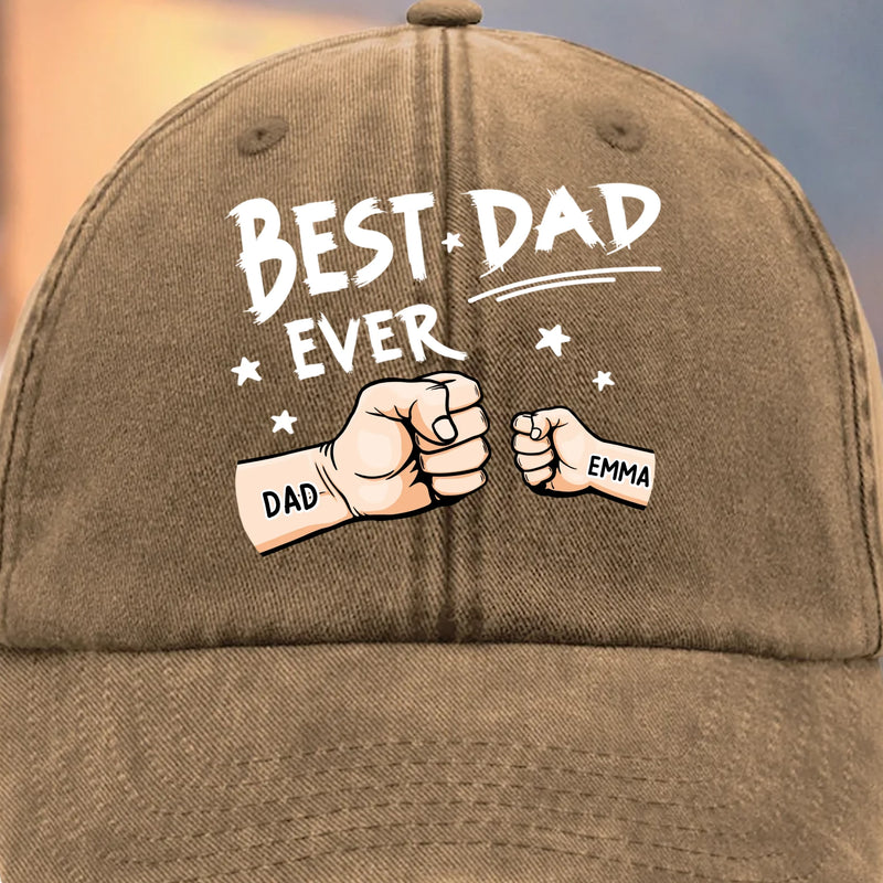 Custom Vintage Washed Denim Baseball Cap - Personalized Christmas Birthday Gifts For Dad, Grandpa - The Crew Calls Him Dad