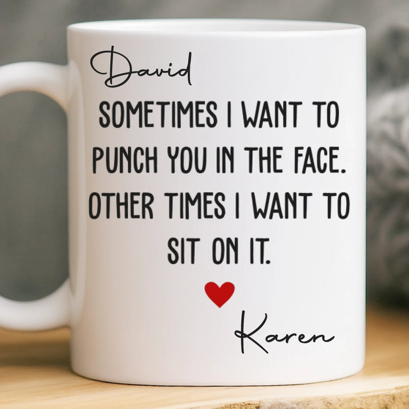 Custom Mug - Personalized Anniversary Christmas Wedding Gifts For Husband And Wife, Him And Her - My Favorite Person To Fight And Kiss