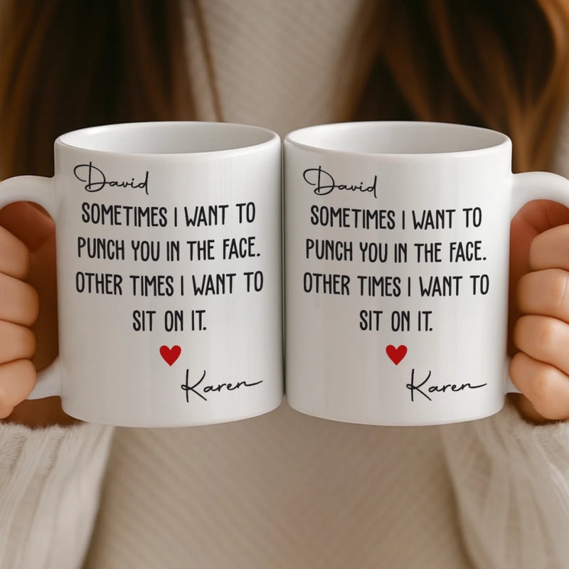 Custom Mug - Personalized Anniversary Christmas Wedding Gifts For Husband And Wife, Him And Her - My Favorite Person To Fight And Kiss