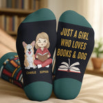 Custom Crew Socks - Personalized Bookish Gifts For Book Lovers, Bookworms, Dog Dad And Mom - Books And Dogs