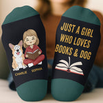 Custom Crew Socks - Personalized Bookish Gifts For Book Lovers, Bookworms, Dog Dad And Mom - Books And Dogs