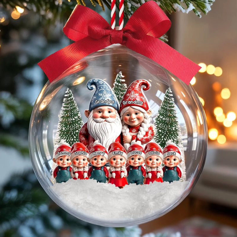Custom 3D Acrylic Ball Ornament - Personalized Christmas Birthday Gifts For Grandpa, Grandma - Family Magic Starts With You