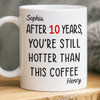 Custom Mug - Personalized Anniversary Christmas Wedding Gifts For Husband And Wife, Him And Her - Still Hotter Than My Coffee