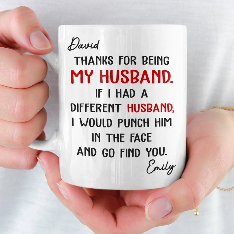 Custom Mug - Personalized Anniversary Christmas Wedding Gifts For Husband And Wife, Him And Her - You’re Lucky I Love You