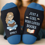 Custom Name Book Lover Gifts for Women - Personalized Middle Tube Socks
