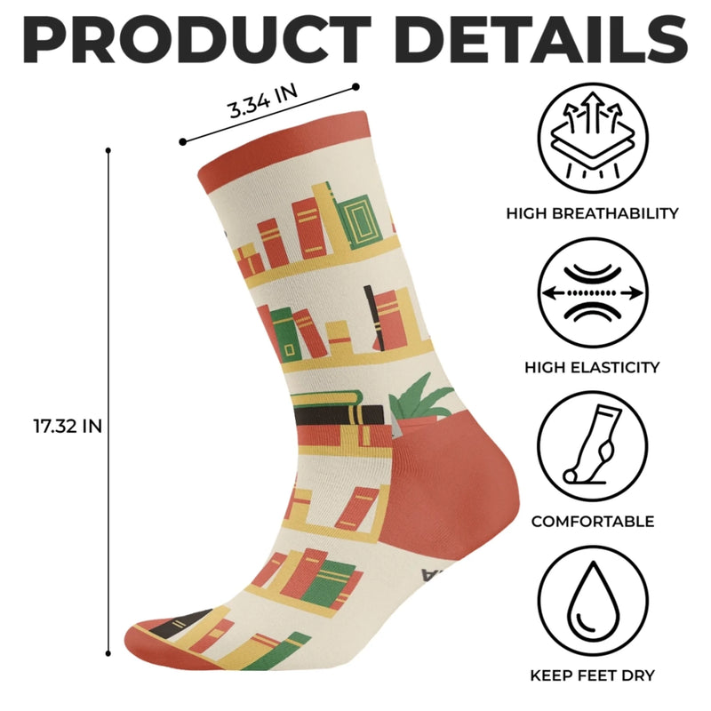 Custom Crew Socks - Personalized Bookish Gifts For Book Lovers, Bookworms, Readers - Adventures Inside These Pages
