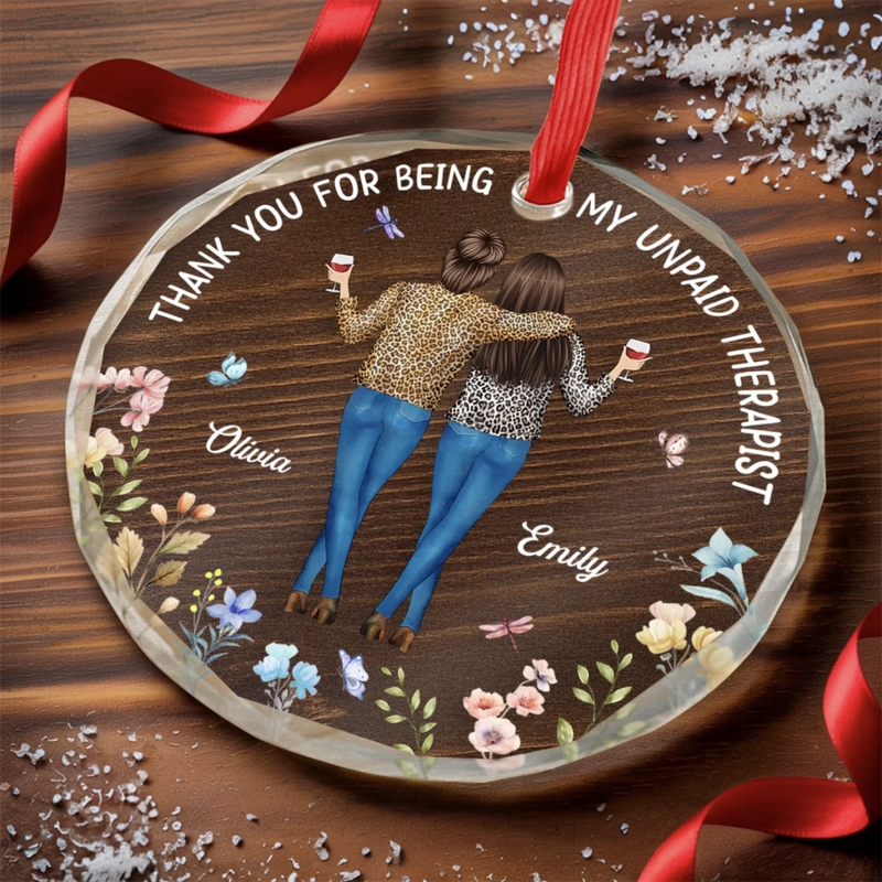 Custom Circle Glass Ornament - Personalized Best Friend Christmas Birthday Gifts For Women, Besties, Sisters, BFF - You Are My Shining Soul