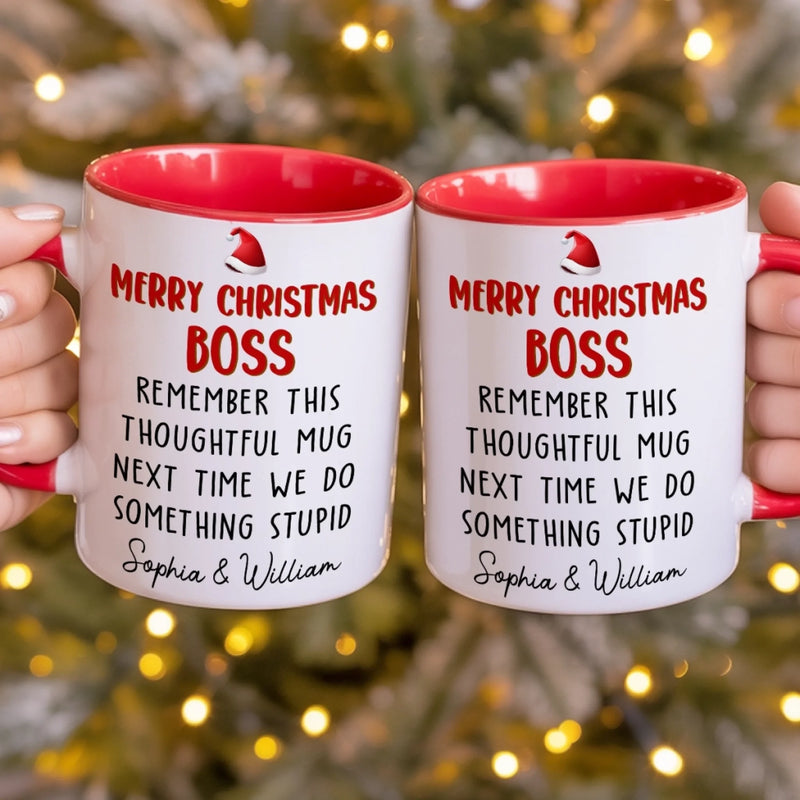 Custom Accent Mug - Personalized Christmas Funny Gifts For Coworker, Work Bestie, Boss - More Cheer Less Stress