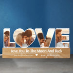 Custom Photo Love You To The Moon And Back Couple Gifts - Personalized Block Light