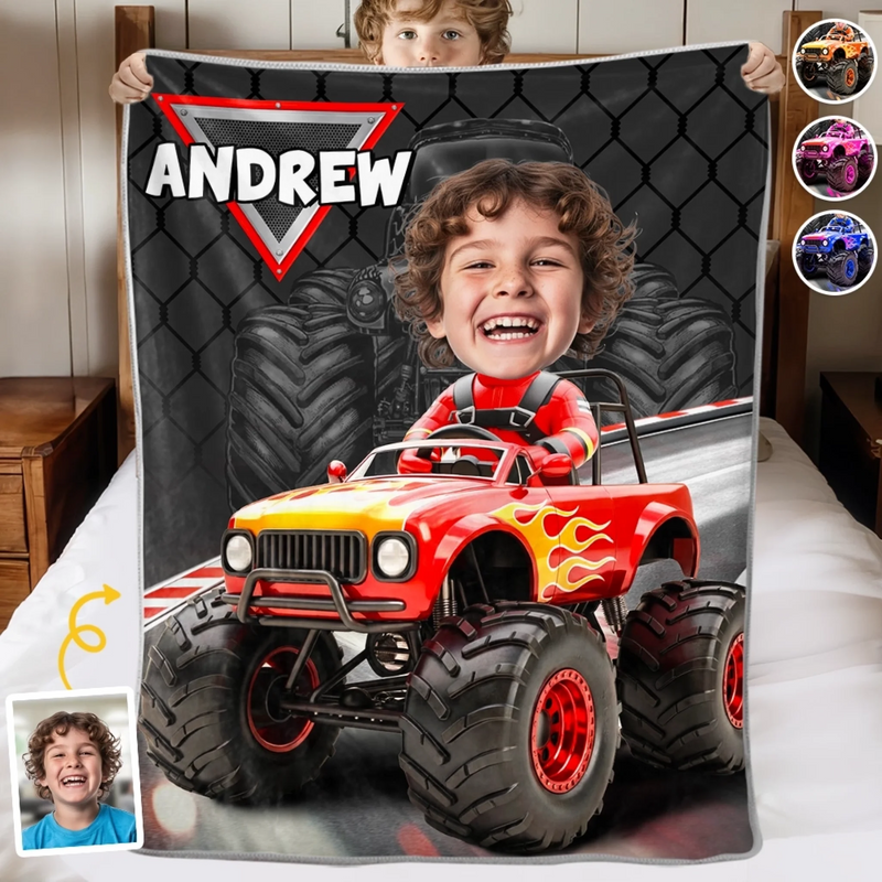 Custom Photo Blanket - Personalized Birthday Gifts For Kids - Racing Into Adventure