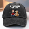 Custom Vintage Washed Denim Baseball Cap - Personalized Christmas Birthday Gifts For Dog Lovers, Dog Dad And Mom - Fetch Expert